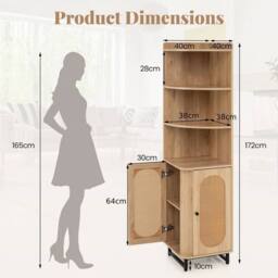 FORGEVIO Space-saving Corner Shelf Bathroom PE Rattan Corner in Brown - thumbnail 2