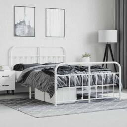 Berkfield Home Metal Bed Frame with Headboard & Footboard White 140x190 cm - thumbnail 4