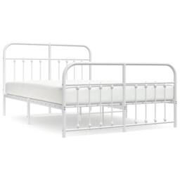 Berkfield Home Metal Bed Frame with Headboard & Footboard White 140x190 cm - thumbnail 1