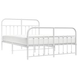 Berkfield Home Metal Bed Frame with Headboard & Footboard White 140x190 cm - thumbnail 5