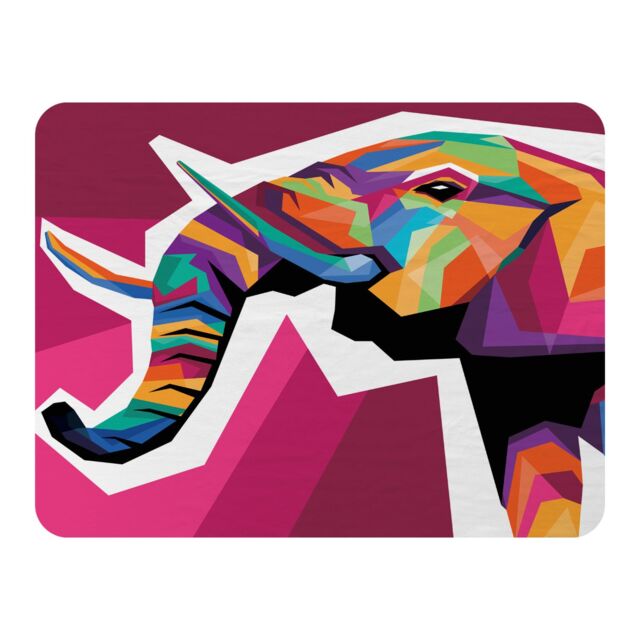 Benjamin Tate Design Colorful illustration of Elephant head in WPAP style Designer Blanket in Natural - Size: 120 cm x 150 cm - image 1