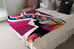Benjamin Tate Design Colorful illustration of Elephant head in WPAP style Designer Blanket in Natural - Size: 120 cm x 150 cm - thumbnail 4