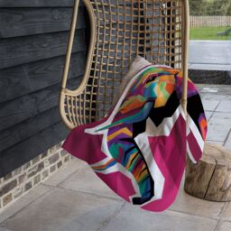 Benjamin Tate Design Colorful illustration of Elephant head in WPAP style Designer Blanket in Natural - Size: 120 cm x 150 cm - thumbnail 3