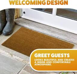 Marco Paul Tan Plain Coir Nonslip Doormat 60x90cm in Beige - Size: Medium - thumbnail 5