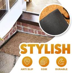 Marco Paul Tan Plain Coir Nonslip Doormat 60x90cm in Beige - Size: Medium - thumbnail 7