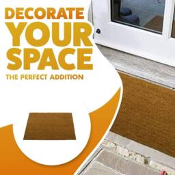 Marco Paul Tan Plain Coir Nonslip Doormat 60x90cm in Beige - Size: Medium - thumbnail 4