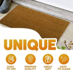 Marco Paul Tan Plain Coir Nonslip Doormat 60x90cm in Beige - Size: Medium - thumbnail 8