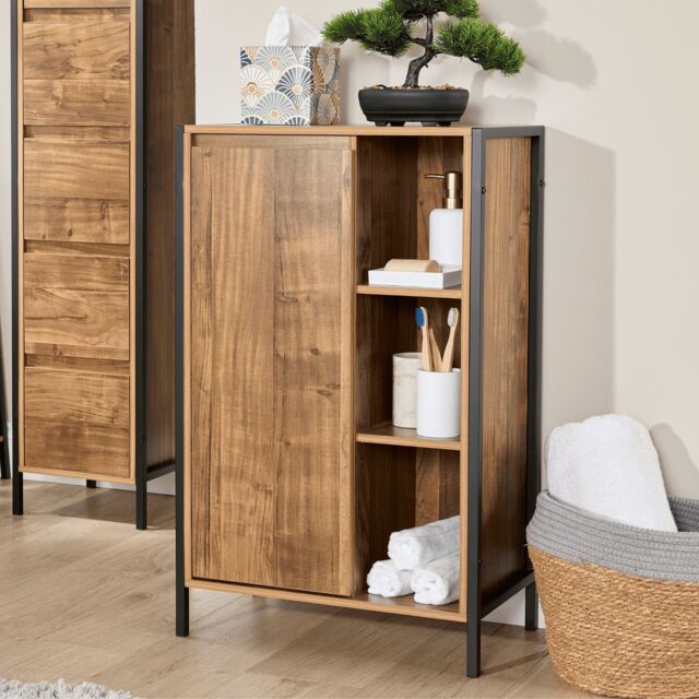 Home Source Locastra Bathroom Cabinet Storage Organiser With 1 Door & Shelves - image 1