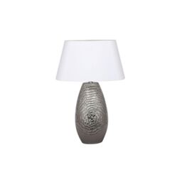 Pagazzi Caitlin Silver Oval Ceramic Table Lamp With White Shade - thumbnail 1