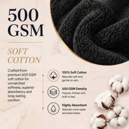 Pamposh 500 GSM Cotton Towels Set of 6 - Soft & Absorbent in Charcoal - thumbnail 2