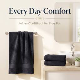 Pamposh 500 GSM Cotton Towels Set of 6 - Soft & Absorbent in Charcoal - thumbnail 6