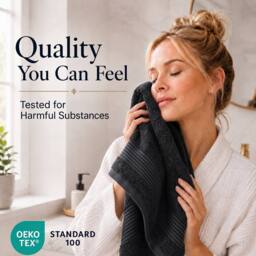Pamposh 500 GSM Cotton Towels Set of 6 - Soft & Absorbent in Charcoal - thumbnail 3