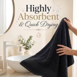 Pamposh 500 GSM Cotton Towels Set of 6 - Soft & Absorbent in Charcoal - thumbnail 7