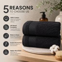 Pamposh 500 GSM Cotton Towels Set of 6 - Soft & Absorbent in Charcoal - thumbnail 5