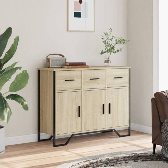 Berkfield Home Sideboard Sonoma Oak 97x32.5x74.5 cm Engineered Wood in Light Tan - image 1
