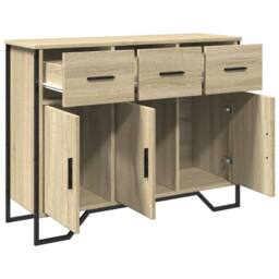 Berkfield Home Sideboard Sonoma Oak 97x32.5x74.5 cm Engineered Wood in Light Tan - thumbnail 5