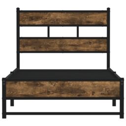 Berkfield Home Metal Bed Frame without Mattress Smoked Oak 90x200 cm in Brown - thumbnail 4