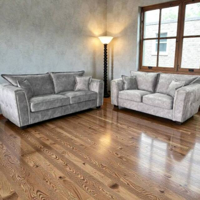 SNUG FURNITURE BIRMINGHAM LTD Serena 3+2 Sofa Set Full-Back in Grey
