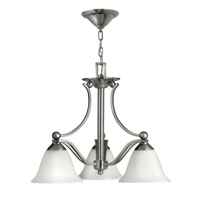Loops 3 Bulb Chandelier Hanging Pendant LIght Brushed Nickel LED E27 60W Bulb in Metallics
