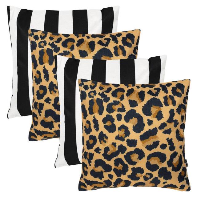 icon 4PK Cushion x2 Leopard, x2 Deck Stipe Black - image 1