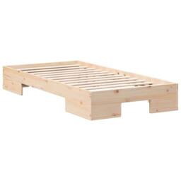 Berkfield Home Durable Floor Bed Frame with Storage Brown 90 x 190 cm Solid pine wood in Light Tan - thumbnail 3