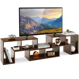 Costway TV Stand for TVs up to 65 Inches Free Combination Adjustable TV Cabinet Center in Brown - thumbnail 1