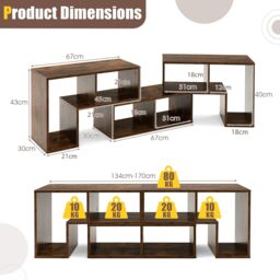 Costway TV Stand for TVs up to 65 Inches Free Combination Adjustable TV Cabinet Center in Brown - thumbnail 2