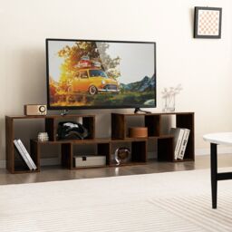 Costway TV Stand for TVs up to 65 Inches Free Combination Adjustable TV Cabinet Center in Brown - thumbnail 4