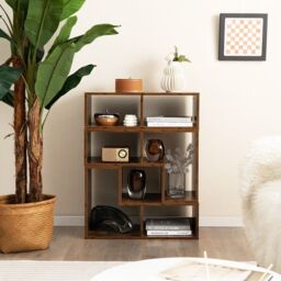 Costway TV Stand for TVs up to 65 Inches Free Combination Adjustable TV Cabinet Center in Brown - thumbnail 5