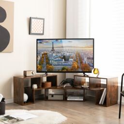 Costway TV Stand for TVs up to 65 Inches Free Combination Adjustable TV Cabinet Center in Brown - thumbnail 6