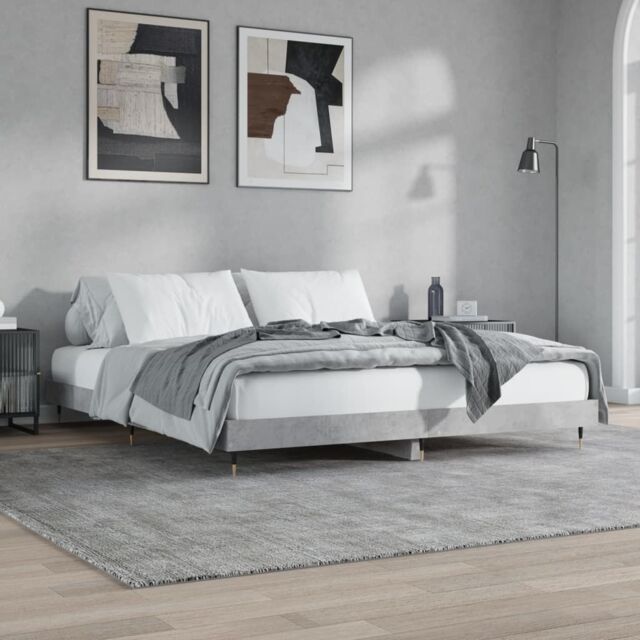 Berkfield Home Bed Frame Concrete Grey 120x200 cm Engineered Wood - Size: Small Double - image 1