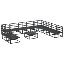 Berkfield Home Garden Sofa Set 11 pcs Black 70 x 70 x 32 cm Aluminium - thumbnail 9