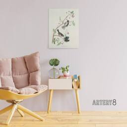 "Artery8 Canadian Titmouse Bird Audubon Nature Canvas Wall Art in White - Size: W18"" x H24""" - thumbnail 3