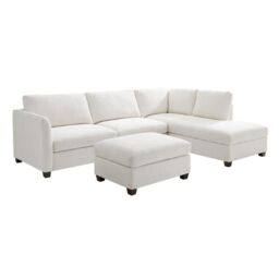 Home Detail Ben Right-Hand Corner Sofa with Footstool in Cream - Size: 4 Person - thumbnail 3