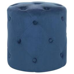 Wyld and Coco Chesterfield Round Tufted Velvet Pouffe - Navy in Blue - thumbnail 2