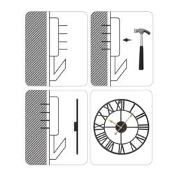Nordara Black&Bronze-40cm-Roman Numeral Metal Large Wall Clock in Black - thumbnail 3