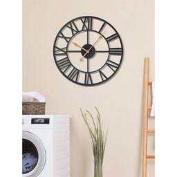 Nordara Black&Bronze-40cm-Roman Numeral Metal Large Wall Clock in Black
