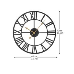 Nordara Black&Bronze-40cm-Roman Numeral Metal Large Wall Clock in Black - thumbnail 2