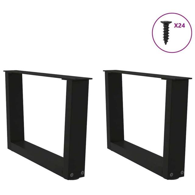 Berkfield Home Modern Dining Table Legs V-Shape 2 pcs Black 50x(30-31.3) cm Steel - image 1
