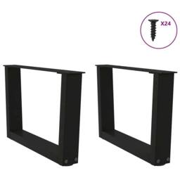 Berkfield Home Modern Dining Table Legs V-Shape 2 pcs Black 50x(30-31.3) cm Steel - thumbnail 1
