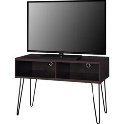 "Gr8 Home Retro TV Stand Rustic Wood Metal Table With Storage Shelves Up To 42"" in Dark Brown" - thumbnail 3