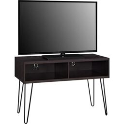 "Gr8 Home Retro TV Stand Rustic Wood Metal Table With Storage Shelves Up To 42"" in Dark Brown" - thumbnail 2
