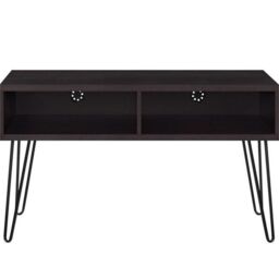 "Gr8 Home Retro TV Stand Rustic Wood Metal Table With Storage Shelves Up To 42"" in Dark Brown" - thumbnail 5