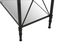 Orsina Black Finish Console Table, Sleek Two‑Tier Tempered Glass Top & Shelf, Minimalist Black Industrial Iron Frame - thumbnail 5
