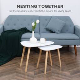 STILVORA Set of 2 Nesting Side Tables with Wooden Legs White - thumbnail 2