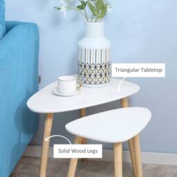 STILVORA Set of 2 Nesting Side Tables with Wooden Legs White - thumbnail 3