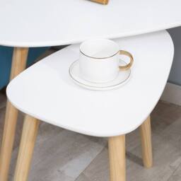 STILVORA Set of 2 Nesting Side Tables with Wooden Legs White - thumbnail 7