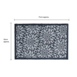 JVL Mega Doormat - 50x75cm, Flowers in Blue - Size: 75 cm x 150 cm - thumbnail 7