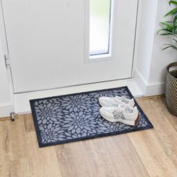 JVL Mega Doormat - 50x75cm, Flowers in Blue - Size: 75 cm x 150 cm - thumbnail 6