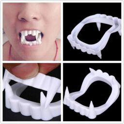 Shatchi Pack of 12 - Halloween White Vampire Teeth, Great for Surprise Children's - thumbnail 2